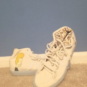 Beavis and Butthead Adidas, size 12, white and baby blue